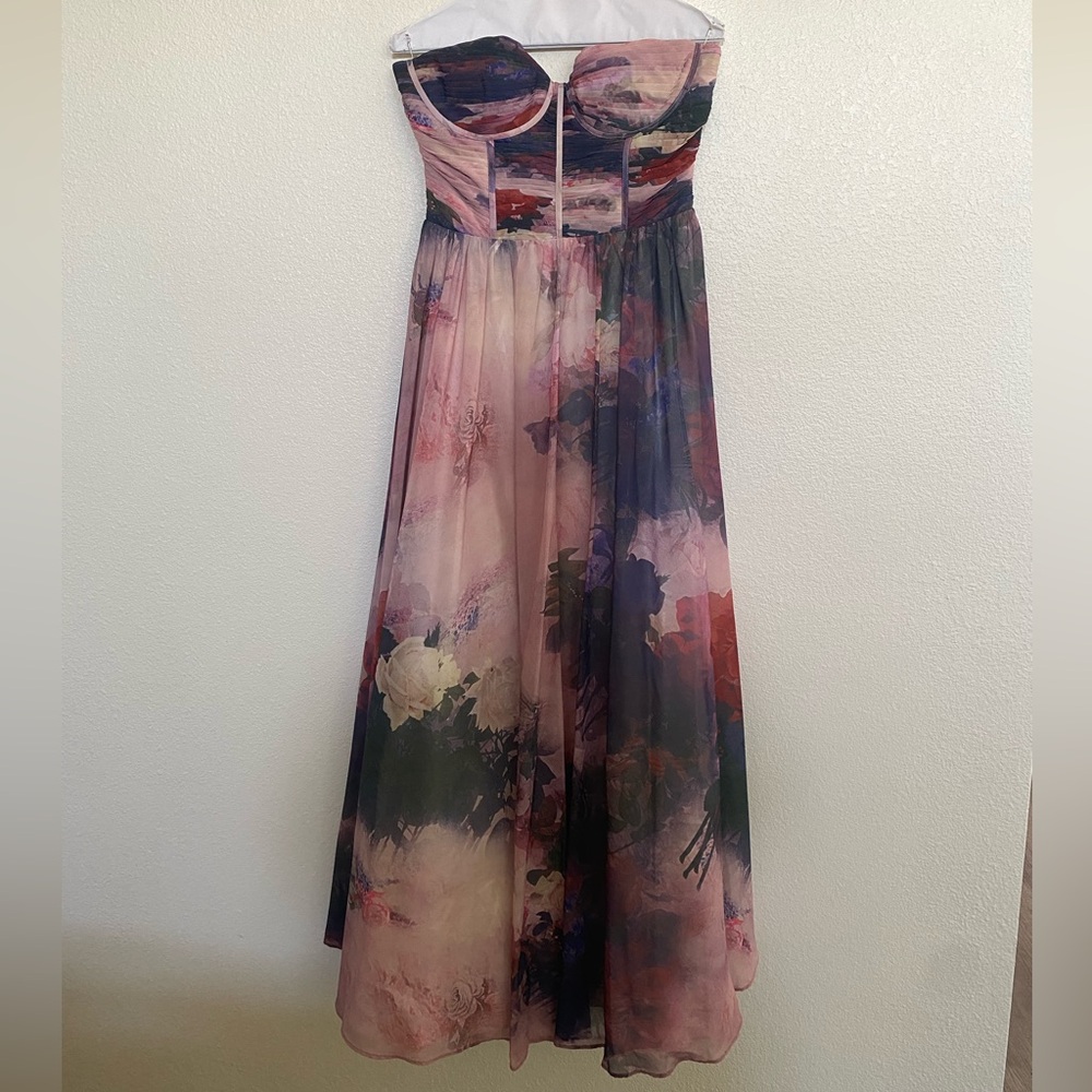 Strapless Floral Gown